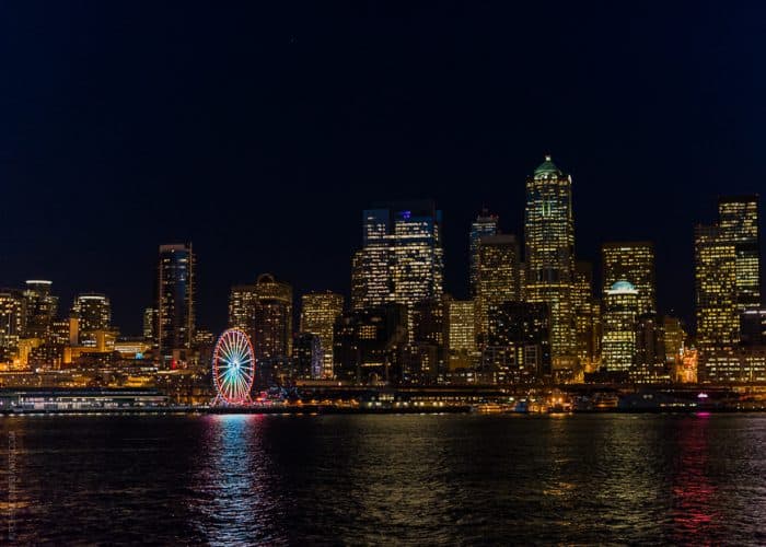 City scenes from seattle: cityscape at night.