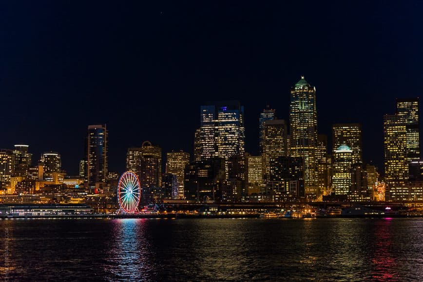 City scenes from seattle: cityscape at night.