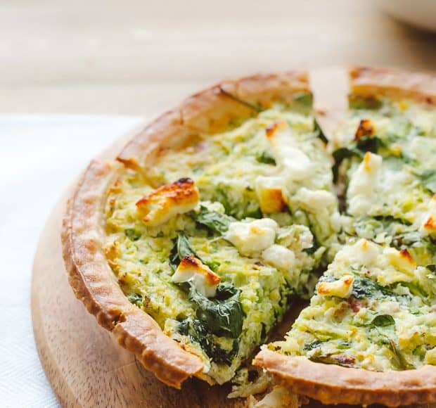 Brussels Sprouts and Baby Greens Feta Pie | www.kitchenconfidante.com