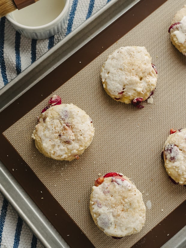 Cherry Nutella Scones on a baking sheet.