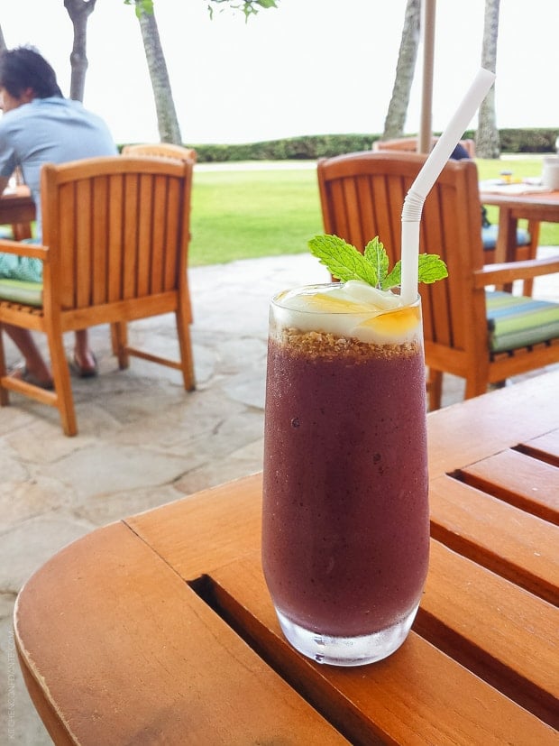 Acai Smoothie on a table in Honolulu.