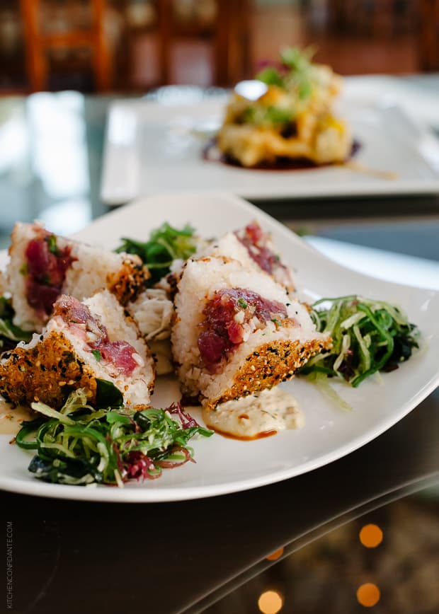 Ahi Poke Musubi served at the Kahala Resort.