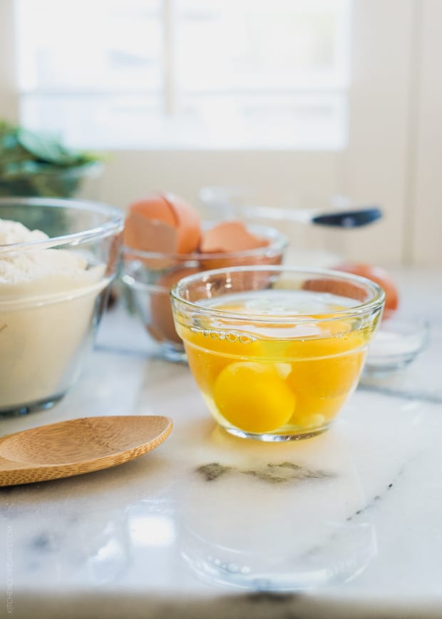 Eggs in a glass cup with the shells discarded.