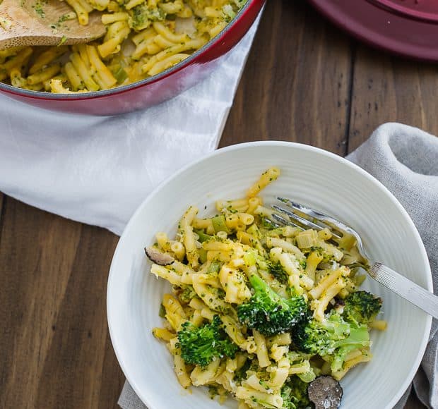 Truffled Mac and Cheese with Broccoli and Goat Cheese | www.kitchenconfidante.com | Jazz up mac and cheese with flavors both kids and grown ups love!