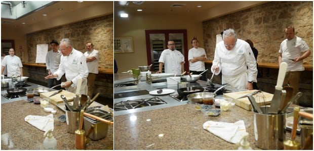 Cooking in the kitchen of the US Highbush Blueberries CIA Bootcamp.