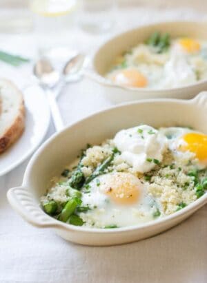 Baked Eggs with Asparagus and Peas | www.kitchenconfidante.com