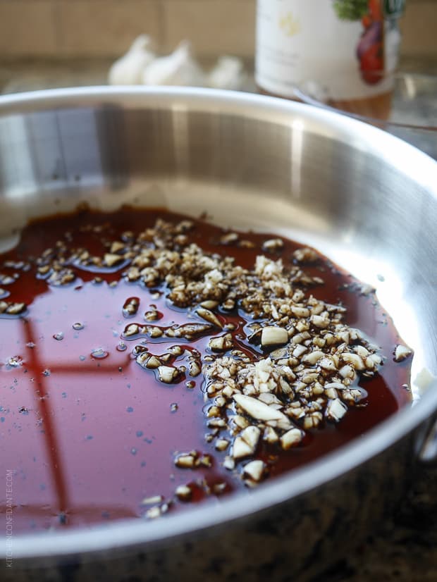 Preparing the adobo sauce for Filipino Chicken and Pork Adobo.