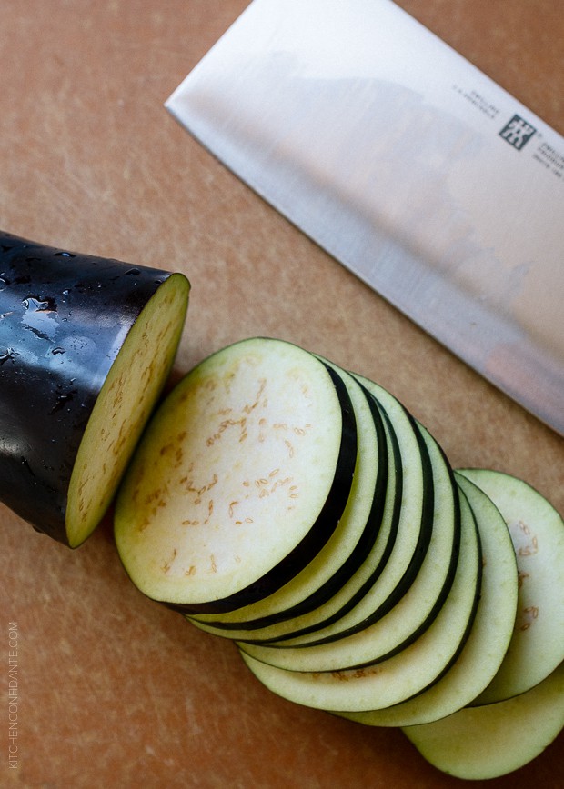 Sliced eggplant.