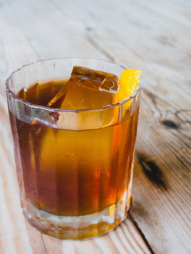 Scotch & Salt Cocktail on a wooden surface.