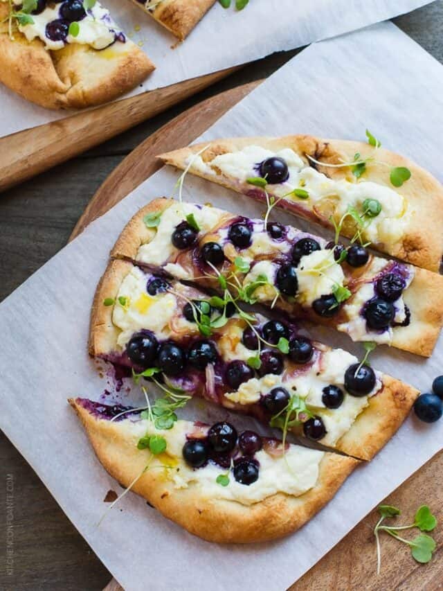 Blueberry, Feta And Honey-Caramelized Onion Naan Pizza