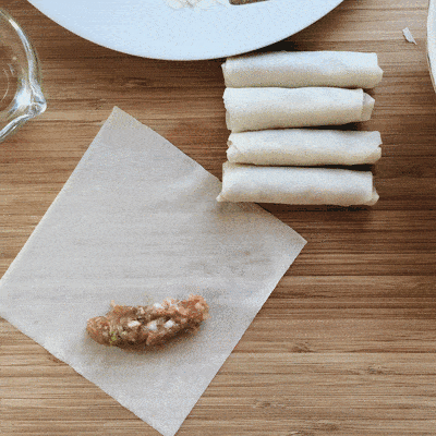 GIF Showing Wrapping Technique to Make Lumpia Shanghai