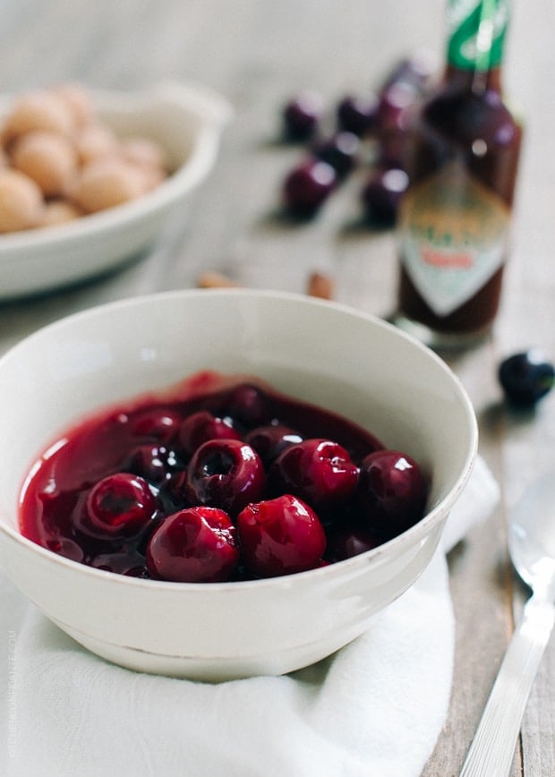 Cherry Chipotle Sauce in a white bowl.