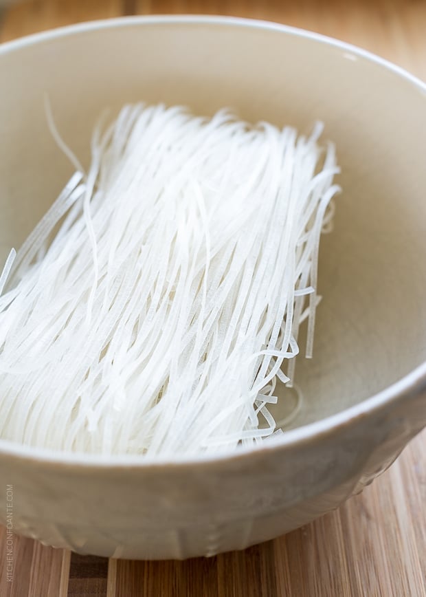 Pho noodles in a bowl.