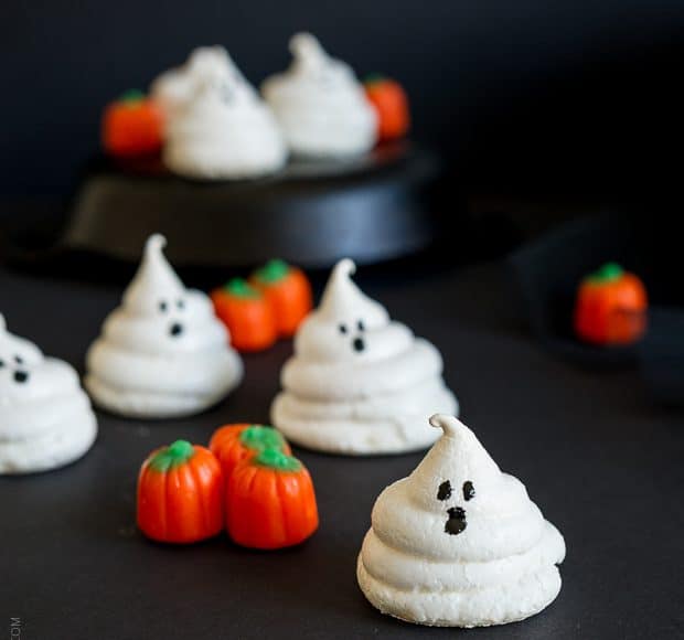 Friendly Ghost Meringues and More Halloween Treats | www.kitchenconfidante.com | Ghostly meringues are a sweet and simple Halloween Treat!