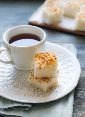 Coconut Rice Cakes | www.kitchenconfidante.com | Sticky coconut rice in cake form - this recipe is simple and satisfying, and perfect with a cup of tea.