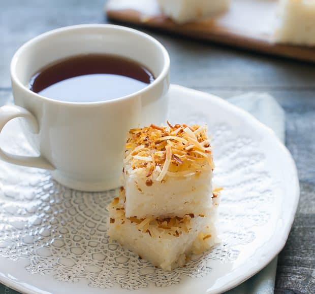 Coconut Rice Cakes | www.kitchenconfidante.com | Sticky coconut rice in cake form - this recipe is simple and satisfying, and perfect with a cup of tea.