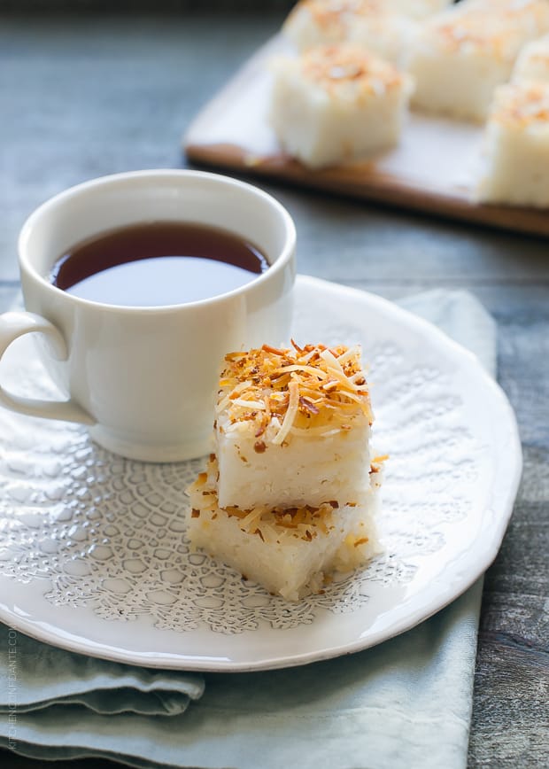 Coconut Rice Cakes | www.kitchenconfidante.com | Sticky coconut rice in cake form - this recipe is simple and satisfying, and perfect with a cup of tea.