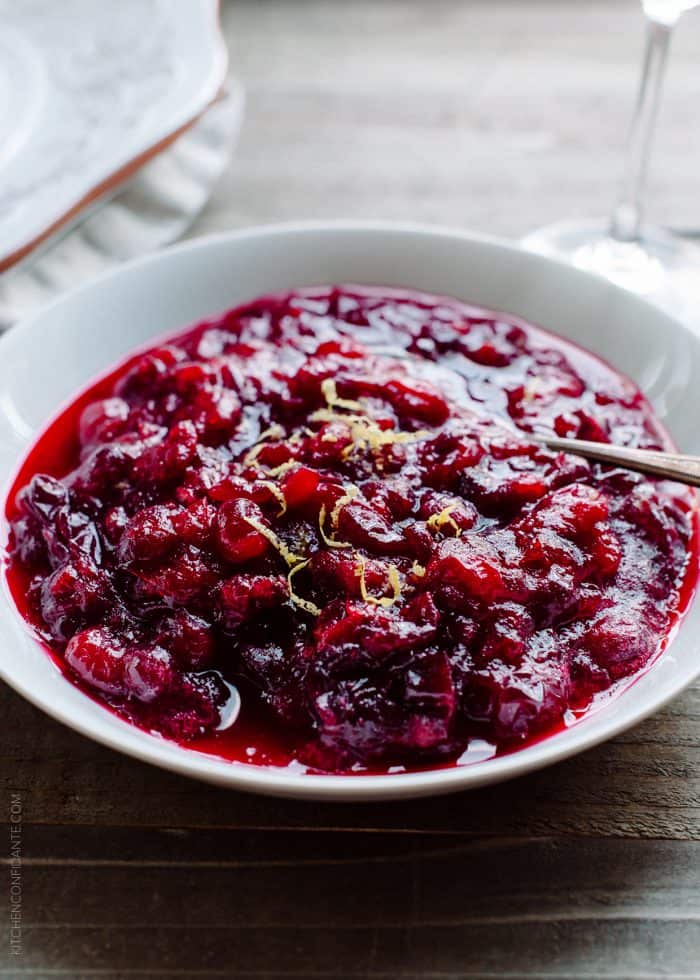 Cranberry Wine Sauce in a serving dish.