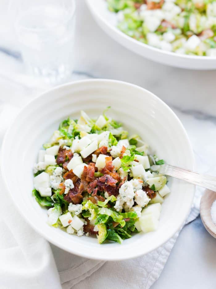 Shredded Brussels Sprouts Salad with Bacon, Apple and