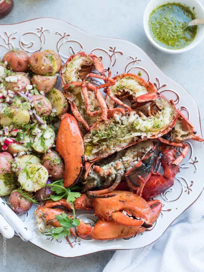 Grilled Chimichurri Lobster and Chimichurri Potato Salad - Kitchen ...