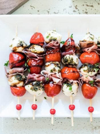 Peppadew Pepper Caprese Skewers with Balsamic Glaze - Kitchen Confidante®