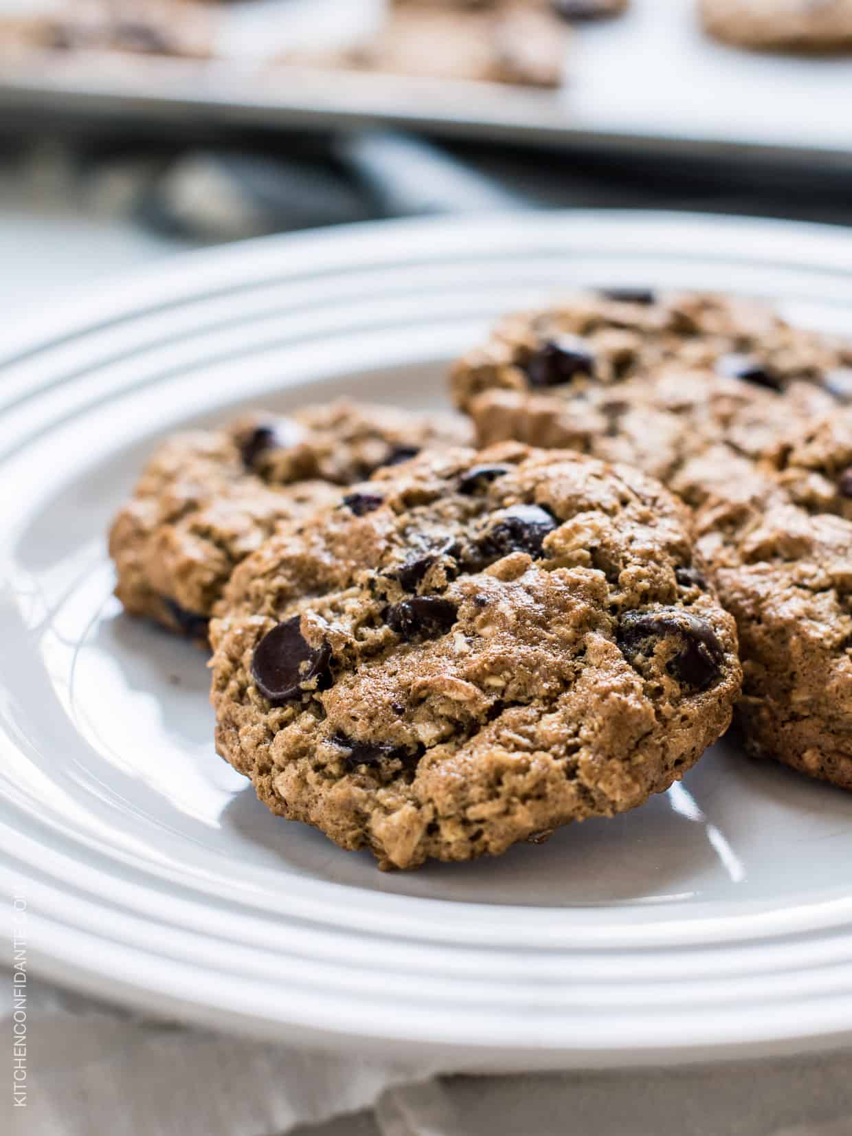 Almond Butter Oatmeal Cookies on a plate.