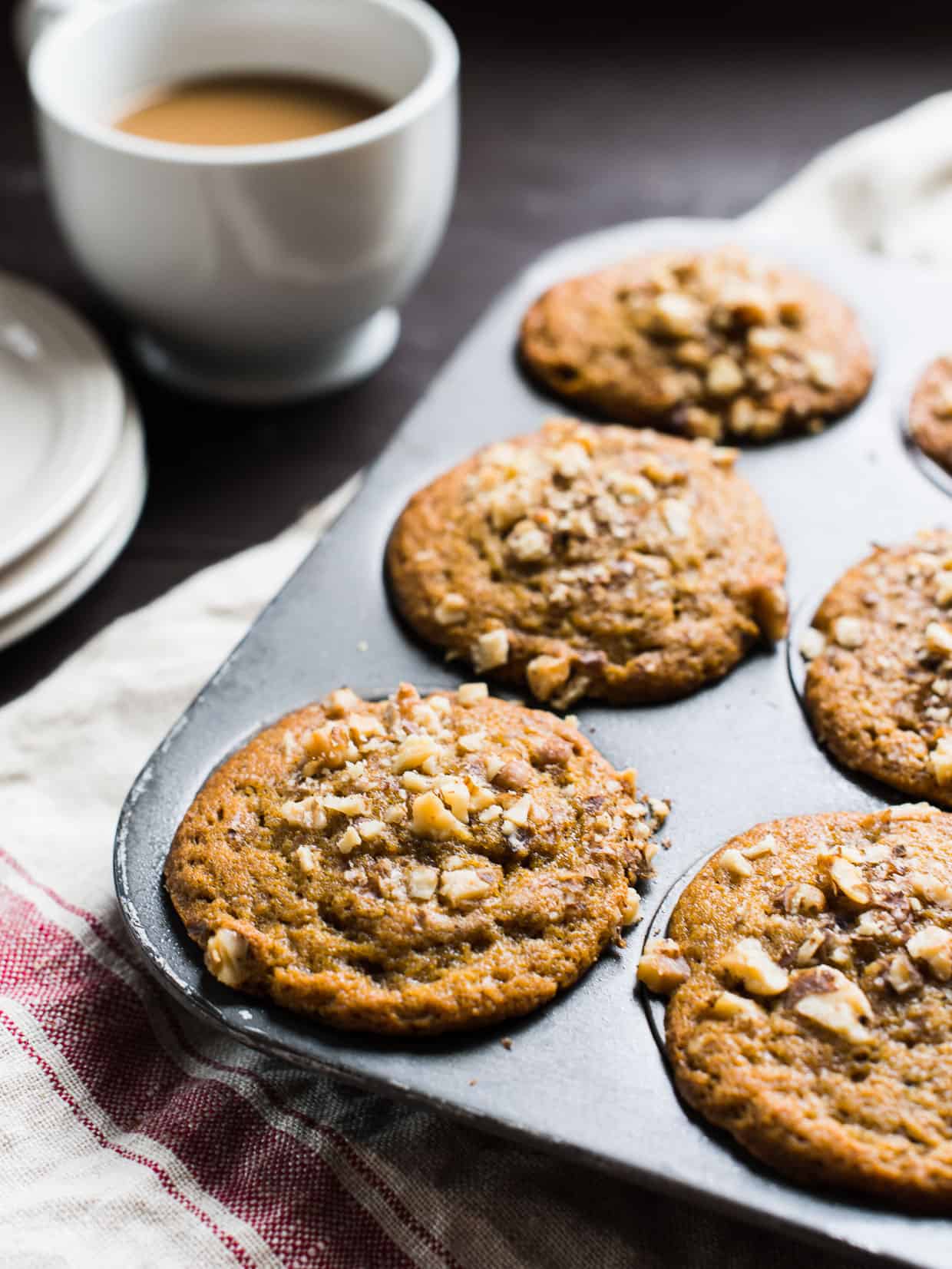 Pumpkin Cinnamon Chip Walnut Muffins | www.kitchenconfidante.com