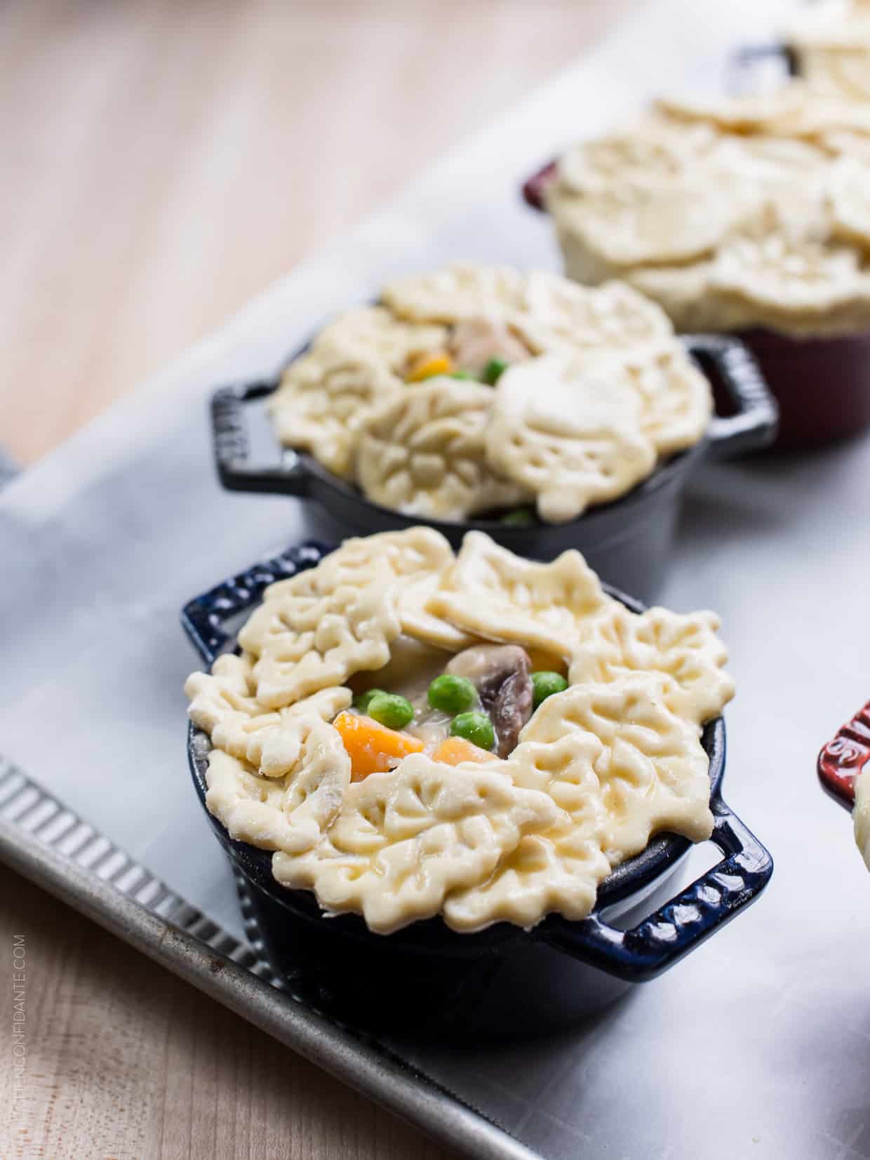 Turkey Pumpkin Pot Pies ready to be baked.