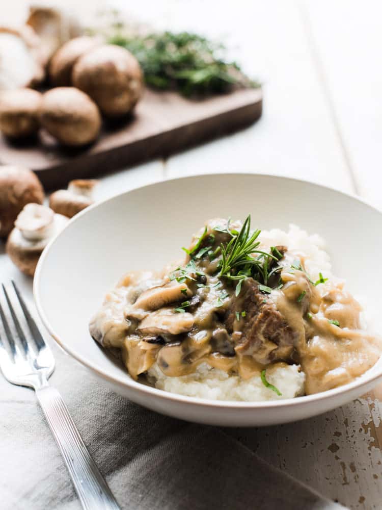 Swiss Veal and Wild Mushroom Stew is a must try from Deer Valley Resort's Fireside Dining. This rich, hearty stew recipe is simple to make at home, and so comforting on a winter's night.