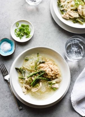 On cold winter nights, turn to this comforting Filipino Chicken and Asparagus Sotanghon (Glass Noodle) Soup. It warms you up and nourishes from within.