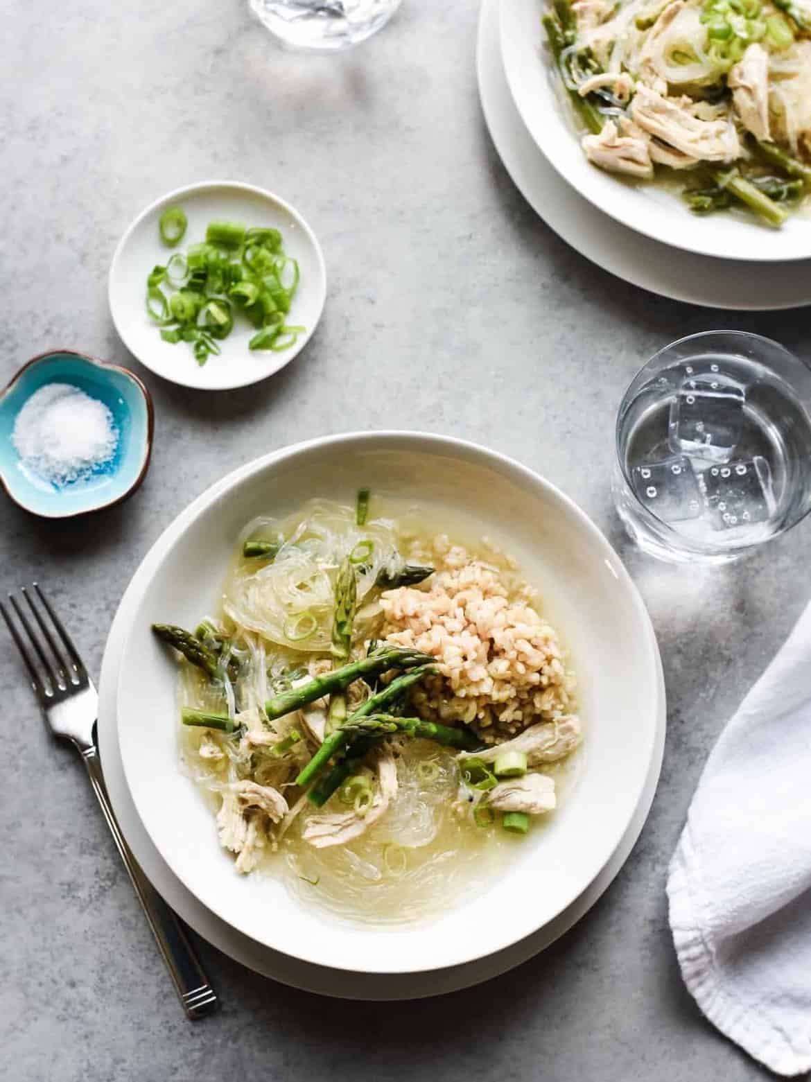 Chicken and Asparagus Sotanghon (Glass Noodle) Soup