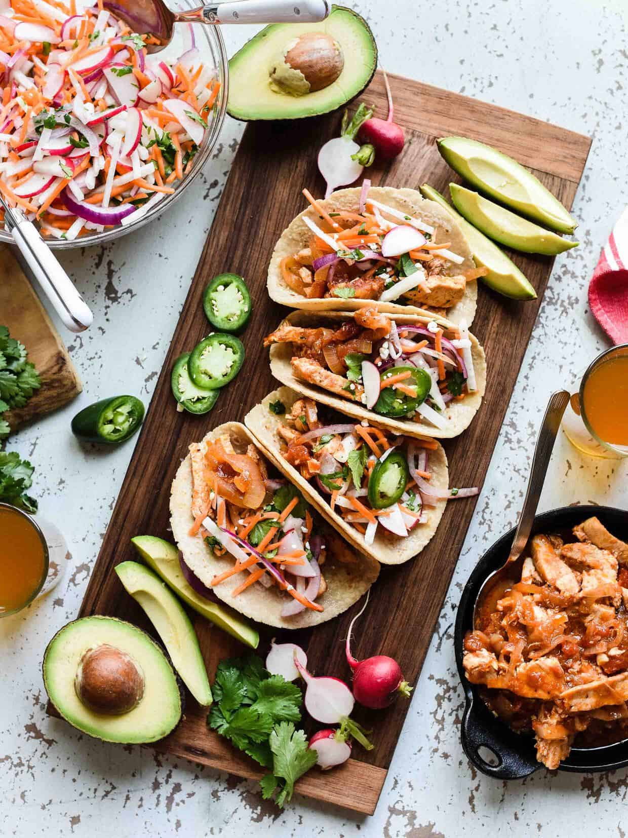 Chipotle Chicken Tacos with Jicama Slaw - Kitchen Confidante®