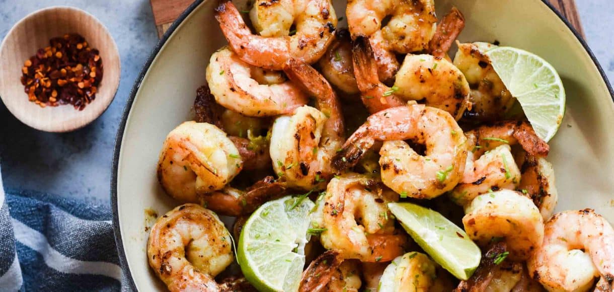 Skillet Shrimp with Lime and Green Curry Compound Butter is so easy and flavorful, you'll have dinner on the table in under ten minutes!