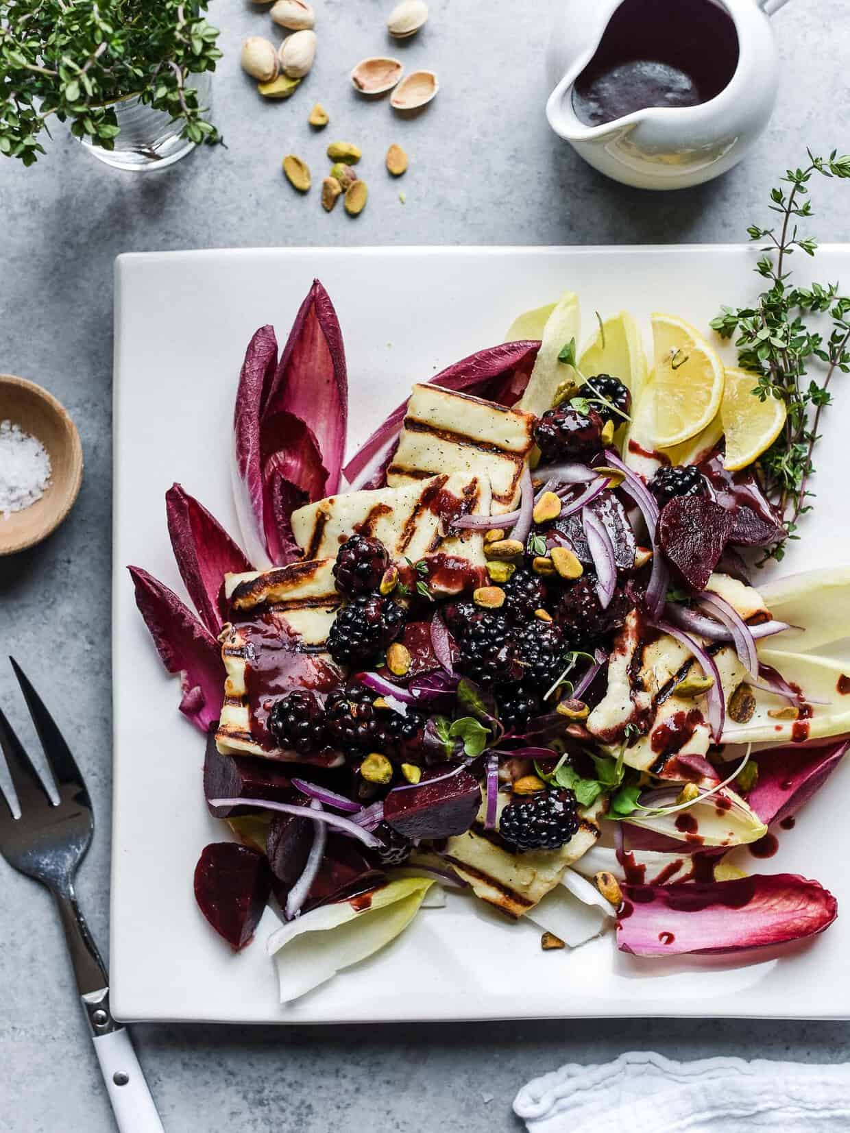 Halloumi Salad with Beets and Blackberries