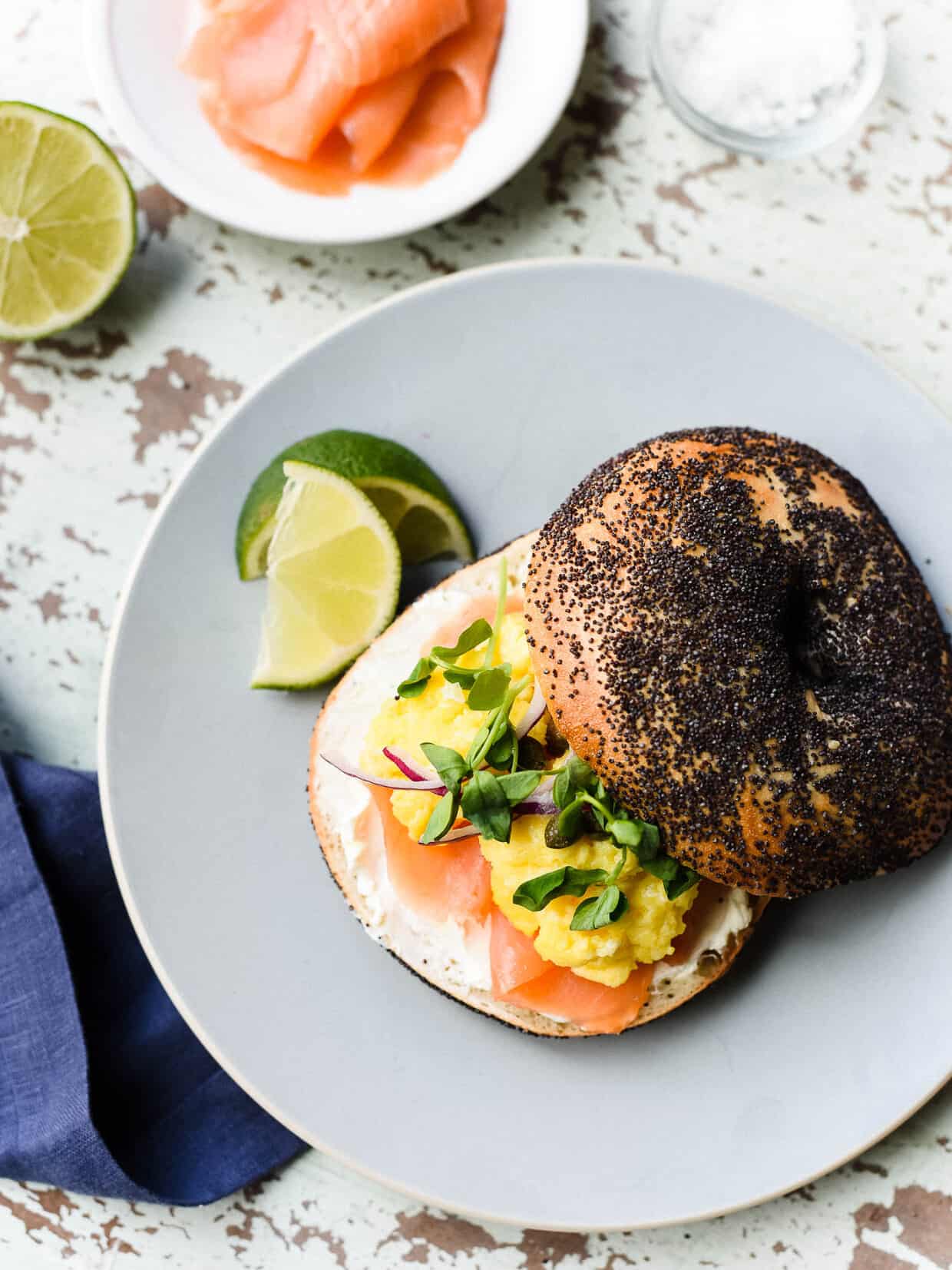 Scottish Smoked Salmon Bagel with Scrambled Eggs - Kitchen Confidante®