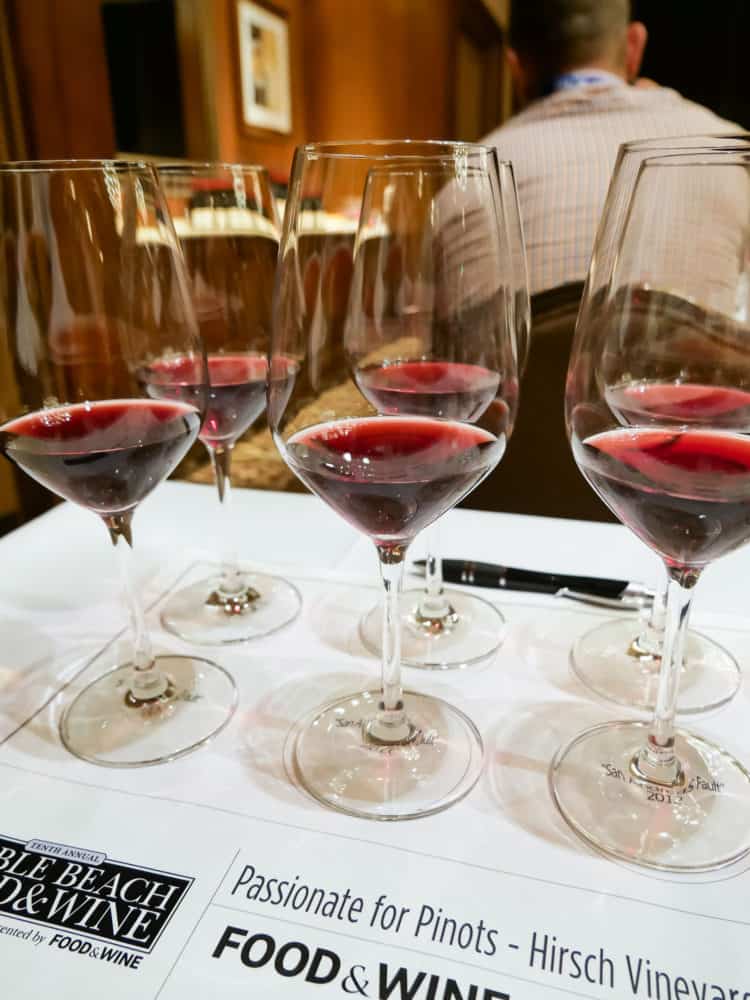 Glasses of red wine at the Pebble Beach Food & Wine.