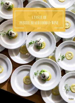 Stacks of white plates with risotto and lemon slices from the Pebble Beach Food & Wine 2017