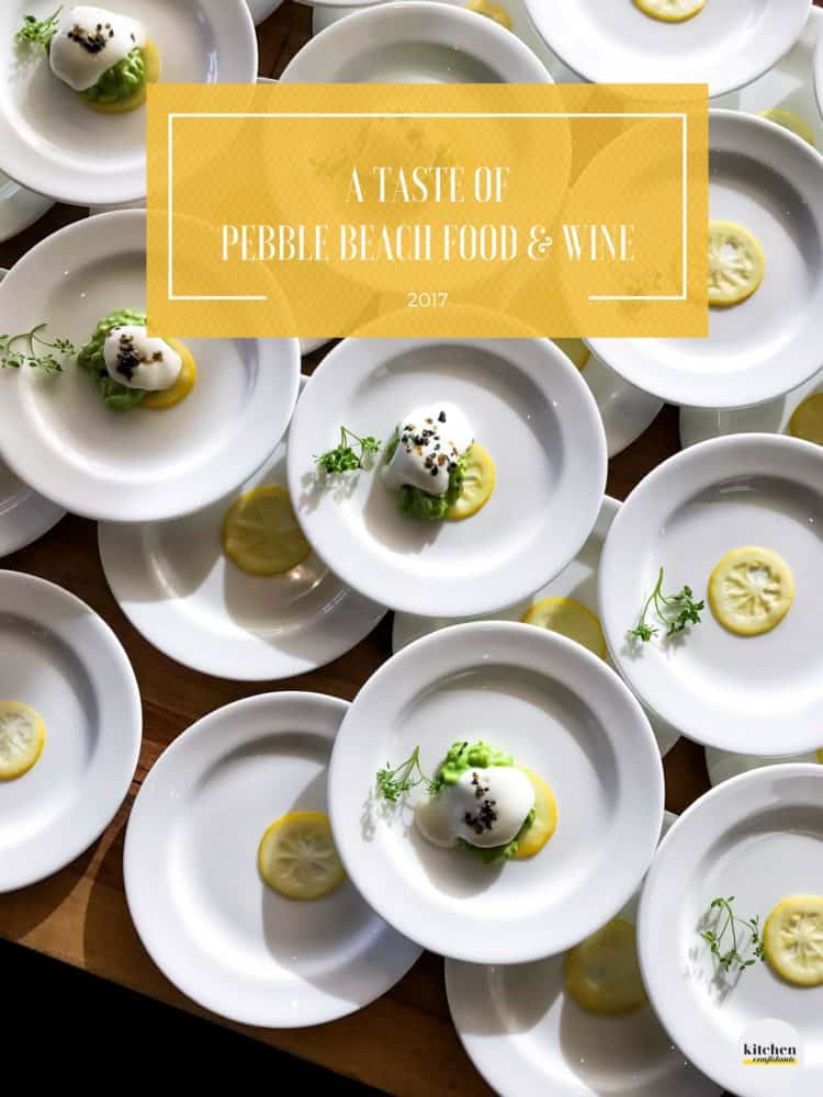 Stacks of white plates with risotto and lemon slices from the Pebble Beach Food & Wine 2017