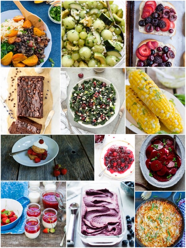 Collage of photos of summer recipes
