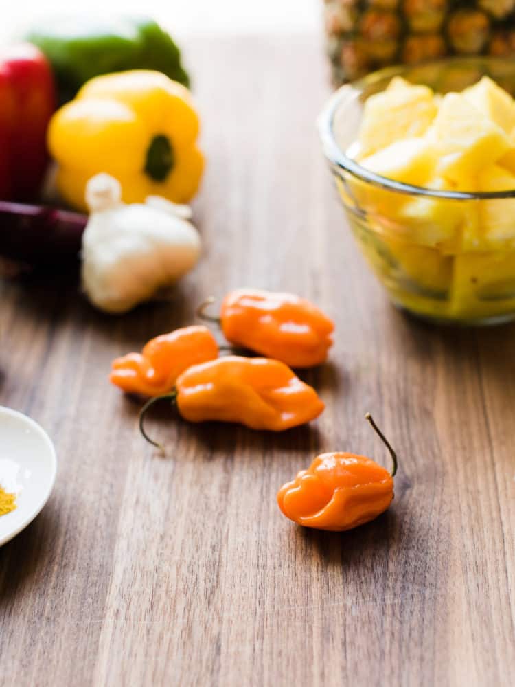 Grilled Tempeh and Vegetable Skewers with Habanero Pineapple Sauce