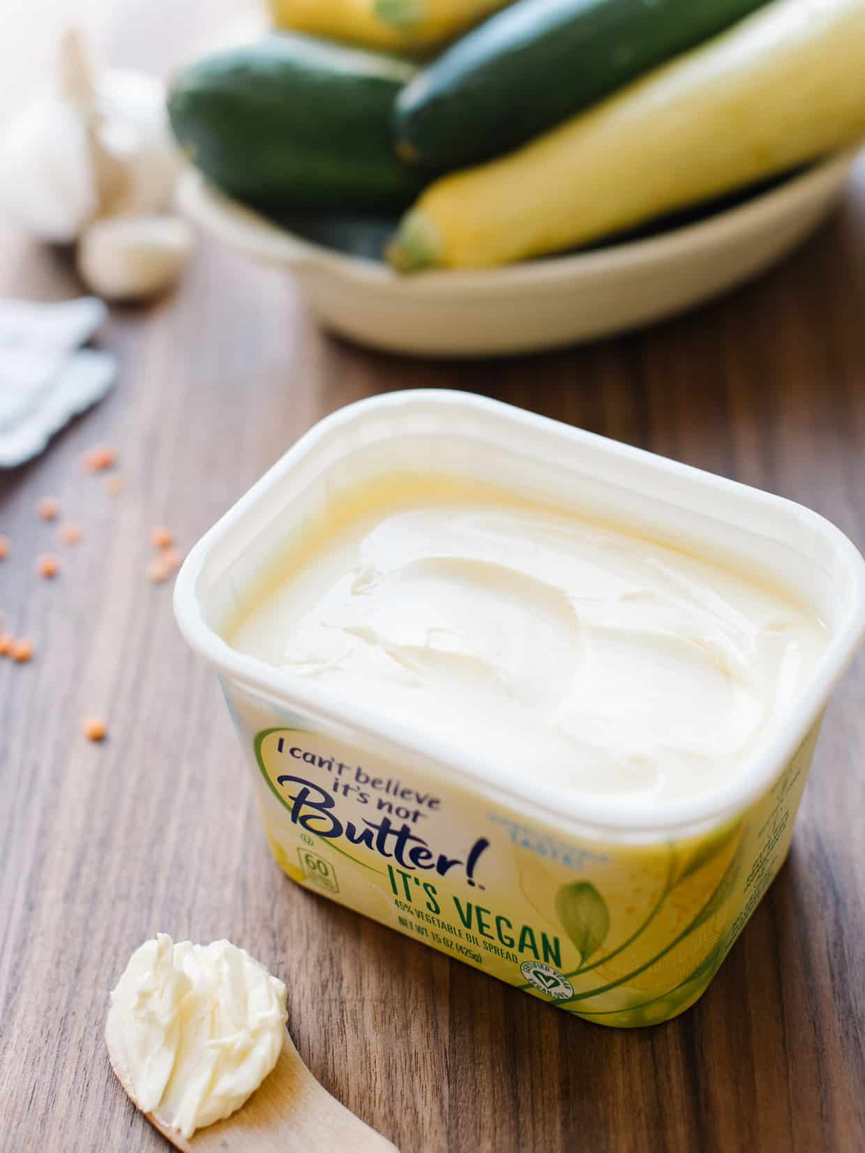 I Can't Believe It's Not Butter! It's Vegan for Lentil Stuffed Summer Squash