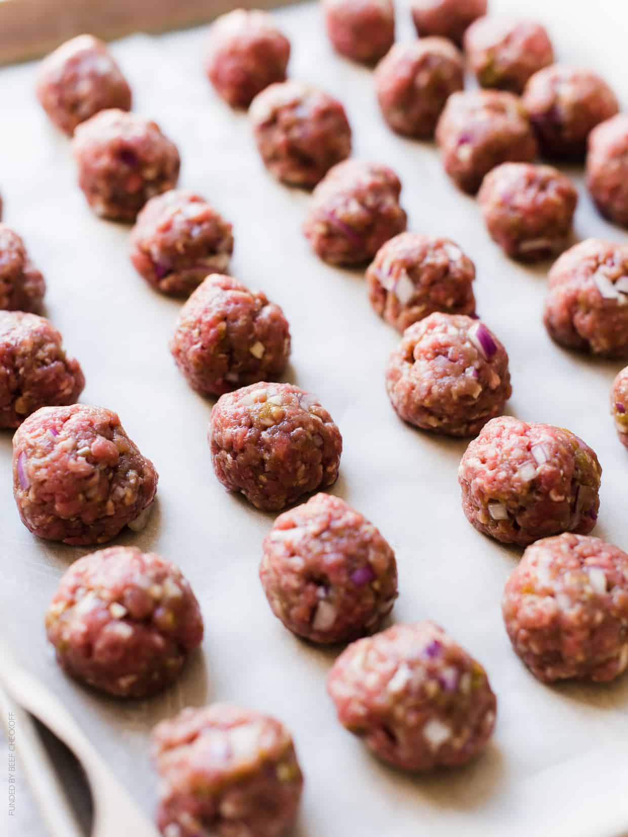 Progress shot of Thai-style Meatballs ready to be cooked.