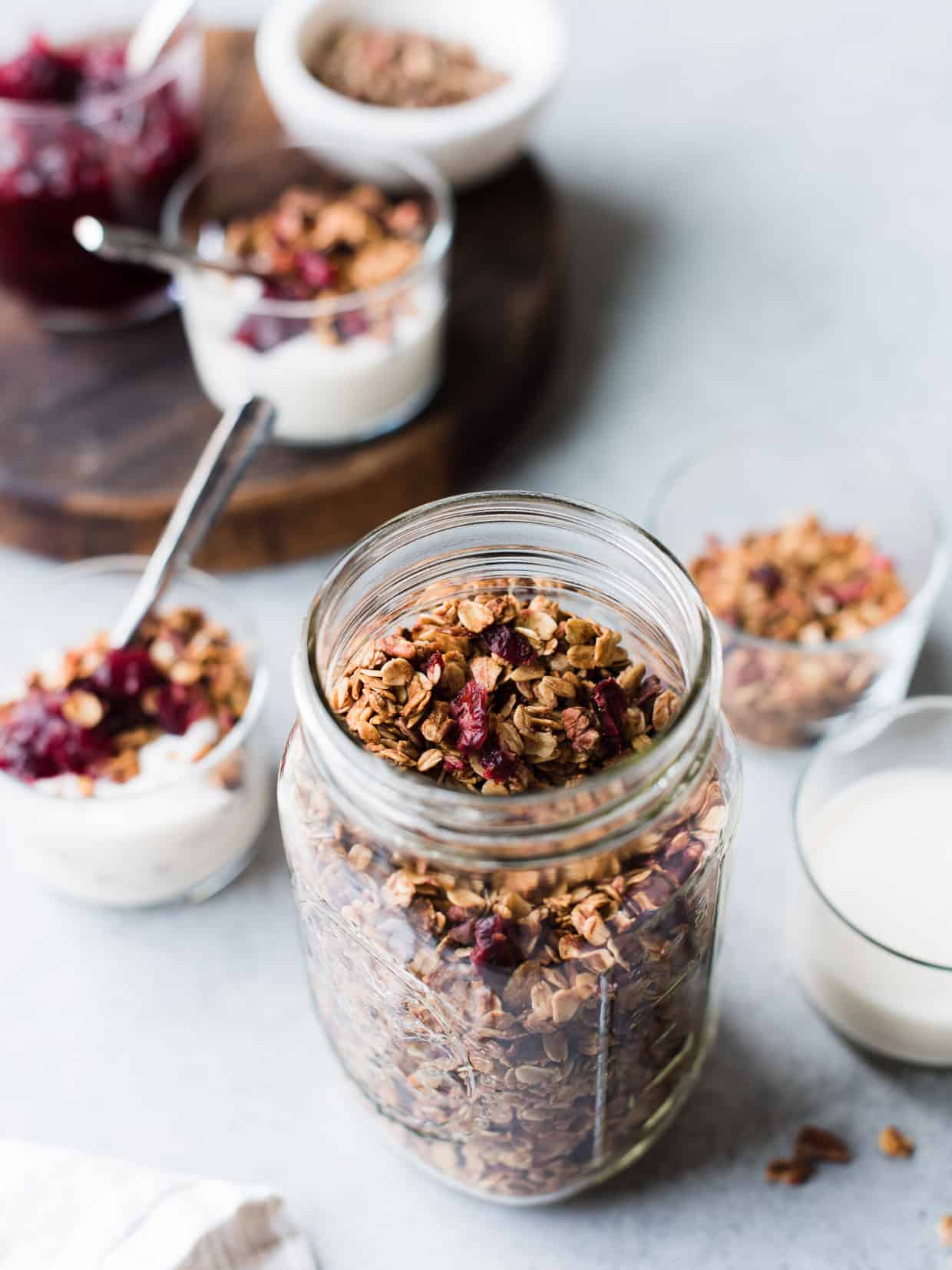 Jar of leftover Cranberry Sauce Granola