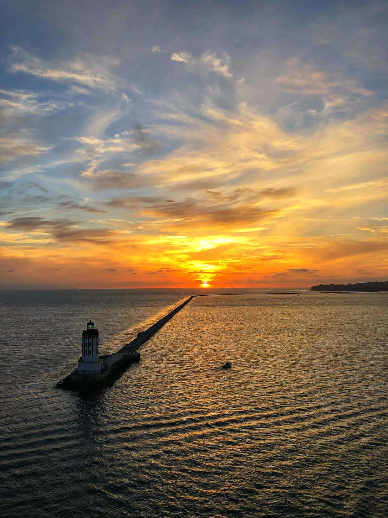 #ad Sunset as the Ruby Princess sails from San Pedro port in Los Angeles.