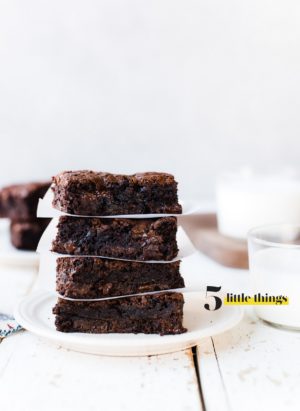 stack of brownies on white plate