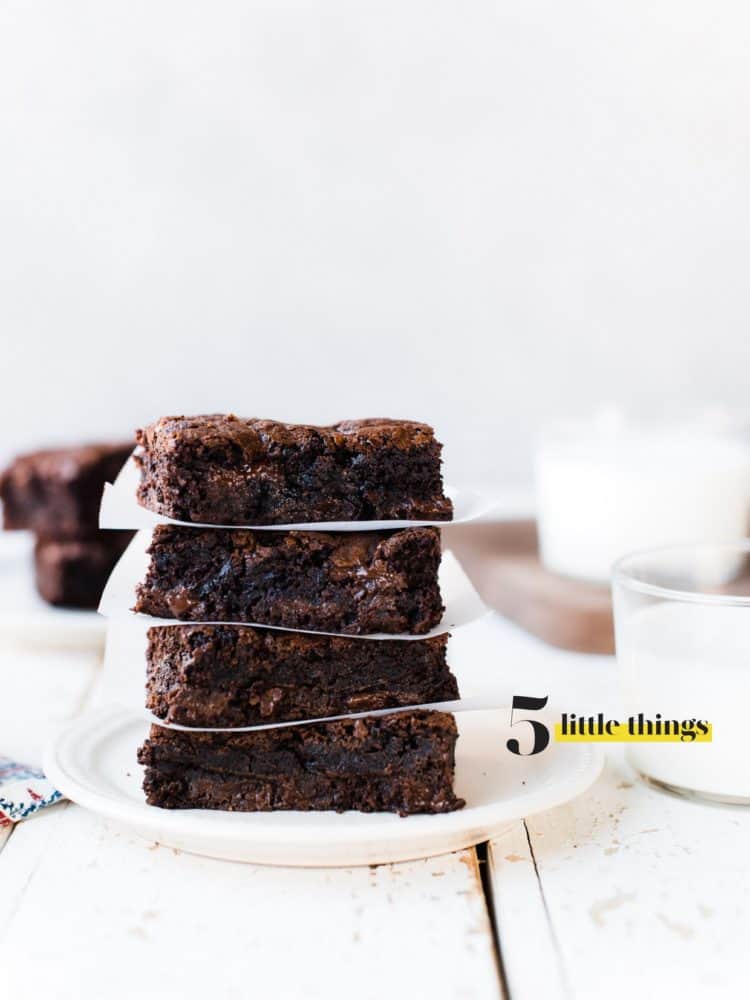 stack of brownies on white plate