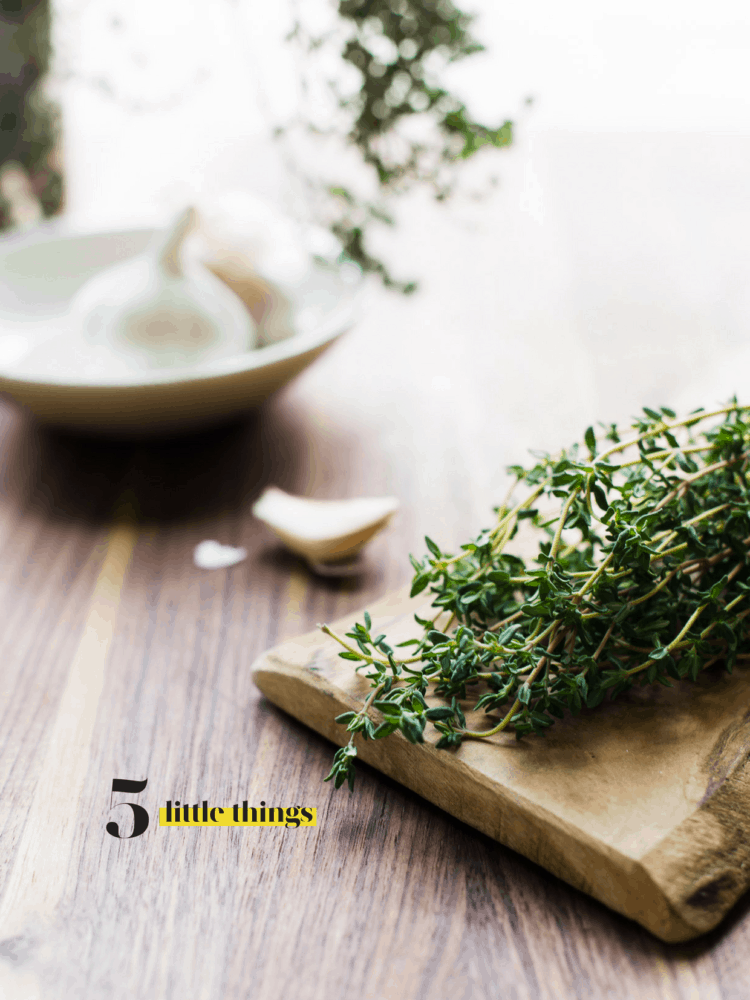 thyme on cutting board