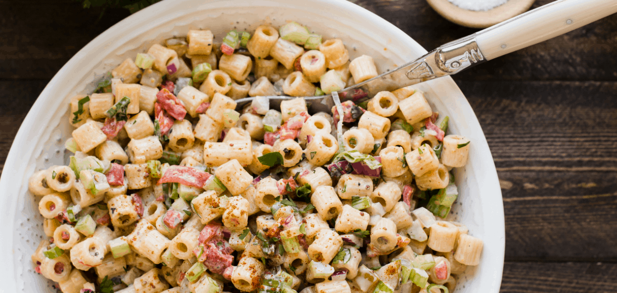 Fireworks Pasta salad in a white bowl is one of the Five Little Things I loved the week of June 15, 2018.