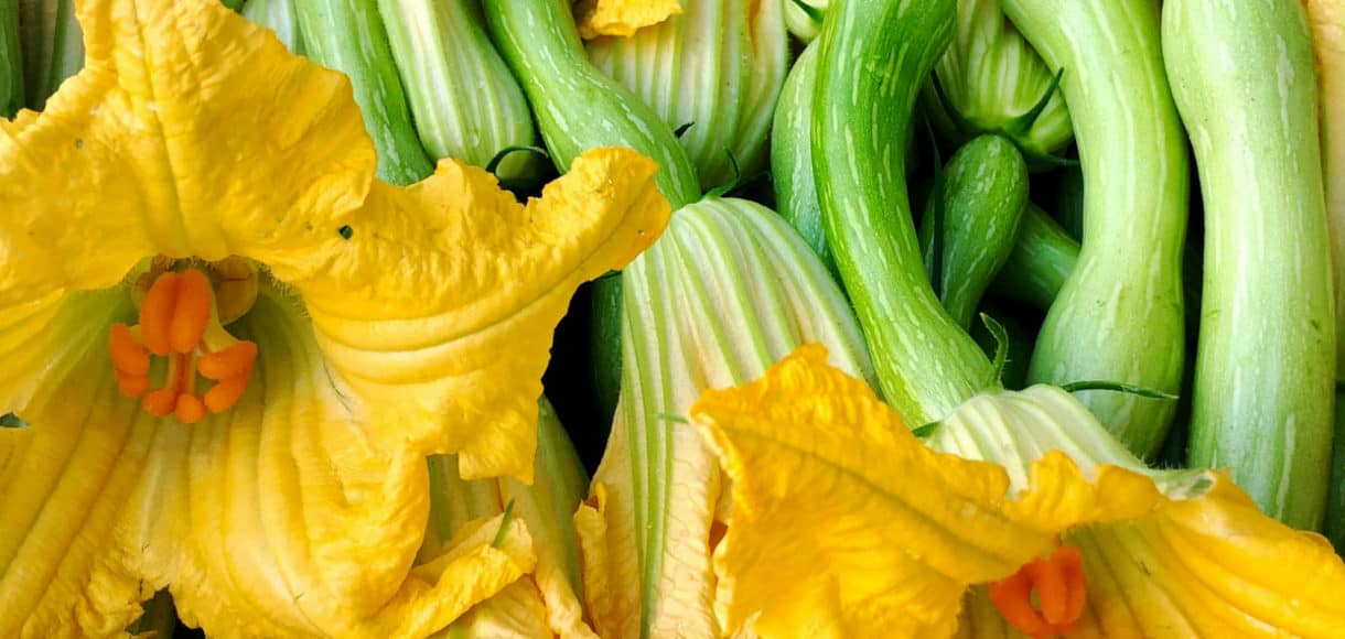 Zucchini blossoms in market in Nice, France.