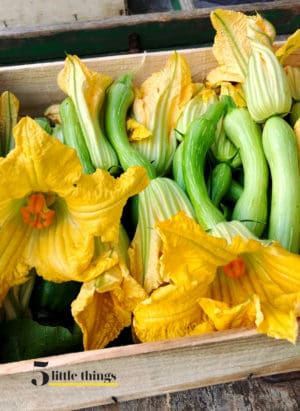Zucchini blossoms in market in Nice, France.